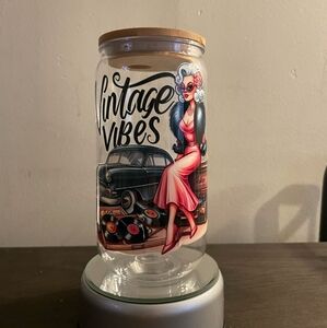 Reusable Glass Jar with Bamboo Lid and Glass Straw